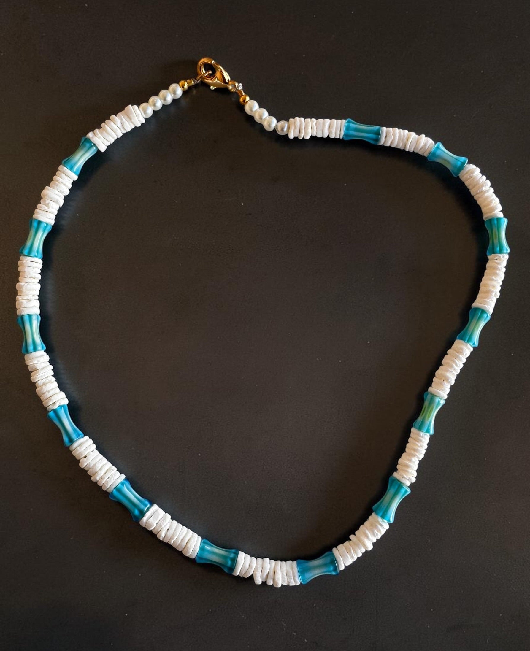 coastal blue shell beaded necklace