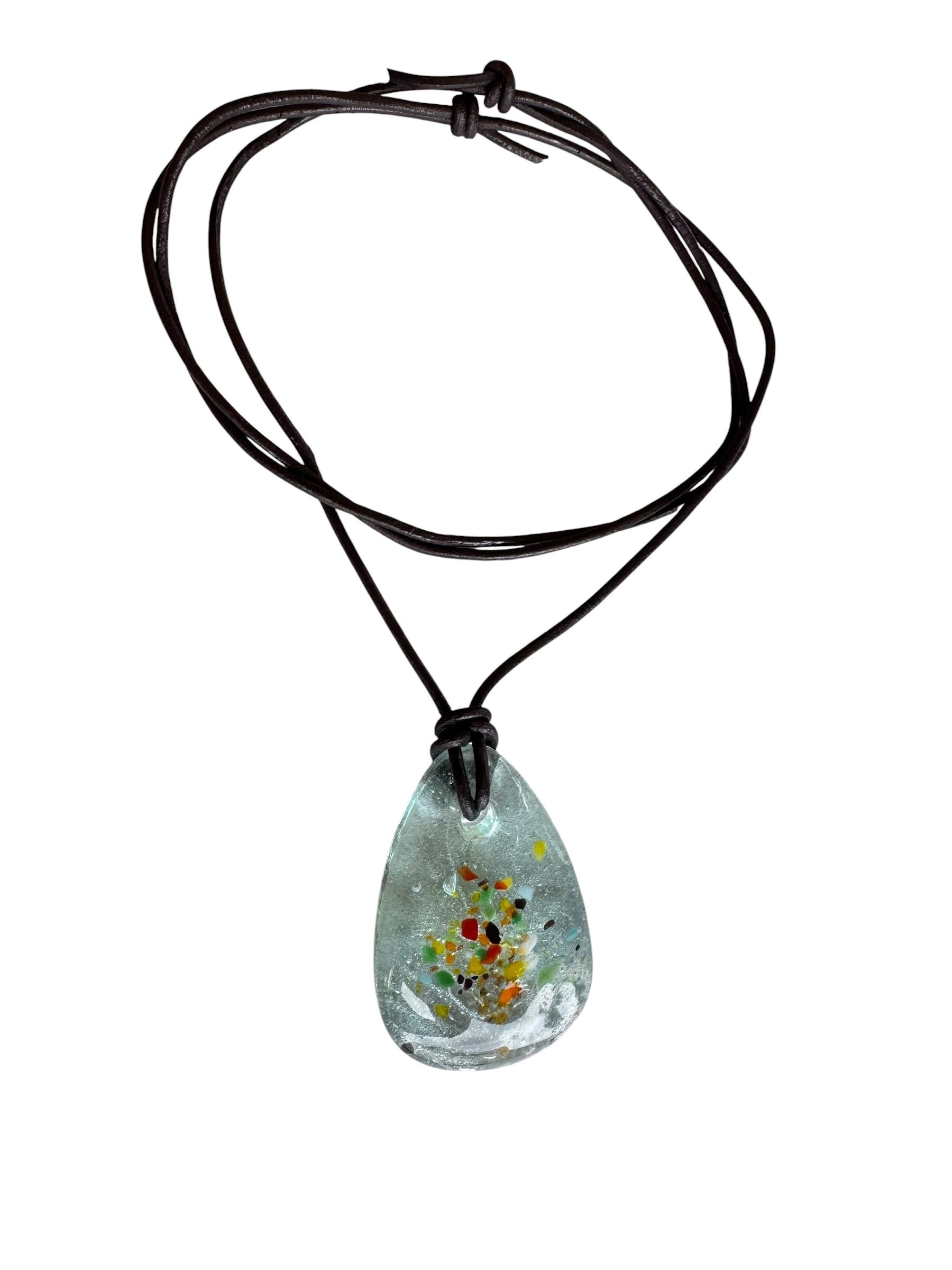 ocean-water earthbound leather cord necklace